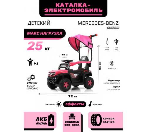 Детский электромобиль G005GG розовый