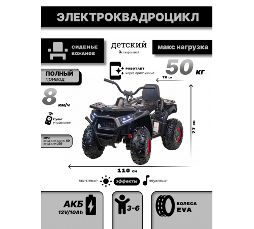 Квадроцикл Qwatro 4х4 ХМХ607 Карбон глянец Квадроцикл Qwatro 4х4 ХМХ607 Карбон глянец