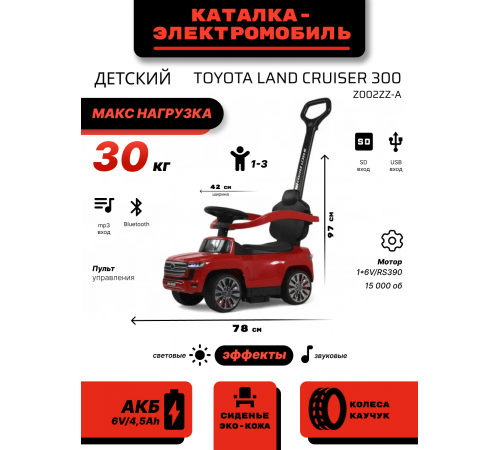 Детский толокар Toyota Land Cruiser 300 Z002ZZ-A красный