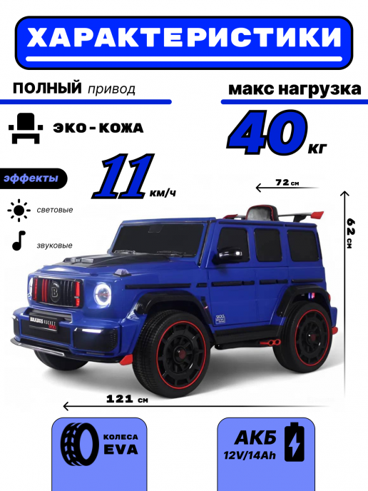 Детский электромобиль BRABUS, Z777ZZ синий