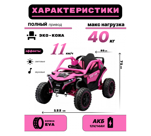 Детский электромобиль Z707ZZ розовый