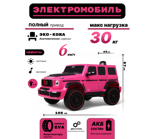 Детский электромобиль Z999ZZ розовый Детский электромобиль Z999ZZ розовый