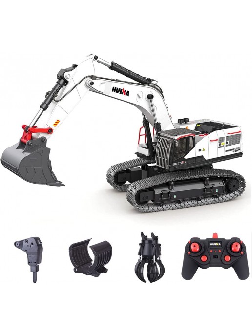 Радиоуправляемый экскаватор белый HUI NA TOYS масштаб 1:14 2.4G - HN1594
