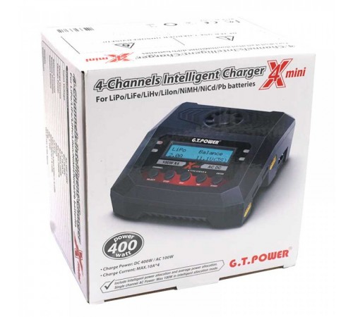 Универсальное зарядное устройство G.T.Power X4 MINI 19-26/220В, 10Aх4, 400W - GTP-X4-MINI