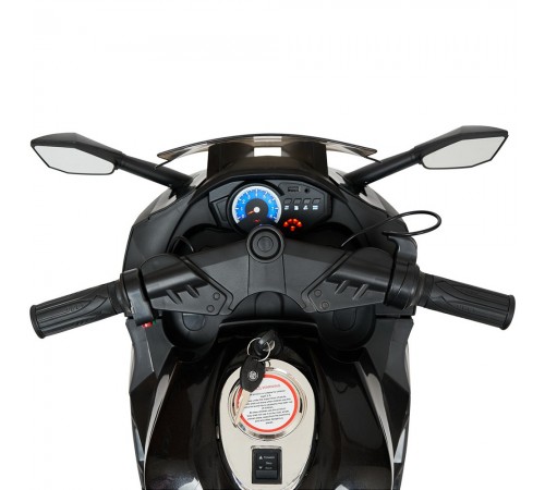 Детский электромотоцикл Kawasaki Ninja (12V, спидометр, ручка газа) - DLS07-BLACK-PLASTIC