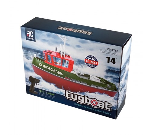 Радиоуправляемый буксир Tugboat черный 2.4G 1:72 - HL-3800-B