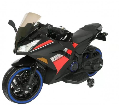Детский электромотоцикл Kawasaki Ninja (12V, спидометр, ручка газа) - DLS07-BLACK-PLASTIC