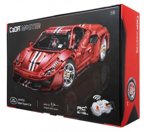 Конструктор CADA Ferrari 488 (3187 деталей, пульт, электропривод) - C61042W Конструктор CADA Ferrari 488 (3187 деталей, пульт, электропривод) - C61042W