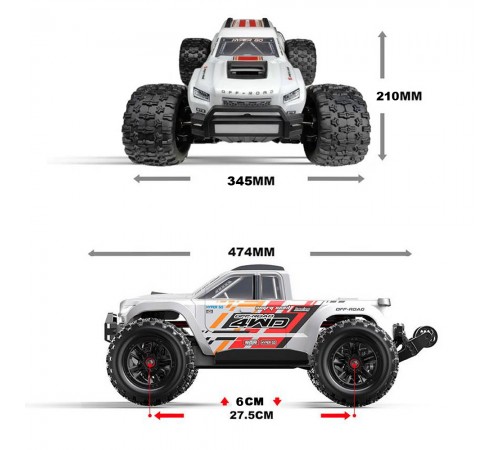 Радиоуправляемый монстр MJX Hyper Go V2 Brushless 4WD 1:10 - MJX-10208-V2-WHITE Радиоуправляемый монстр MJX Hyper Go V2 Brushless 4WD 1:10 - MJX-10208-V2-WHITE