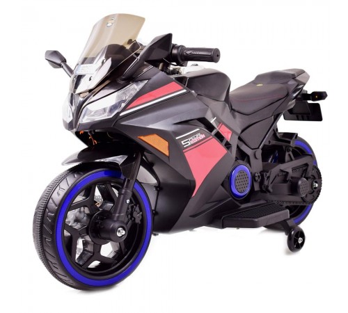 Детский электромотоцикл Kawasaki Ninja (12V, спидометр, ручка газа) - DLS07-BLACK-PLASTIC