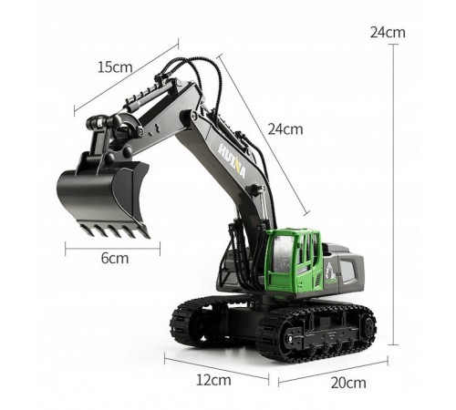Радиоуправляемый экскаватор HUI NA TOYS масштаб 1:18 2.4G - HN1558-GREEN