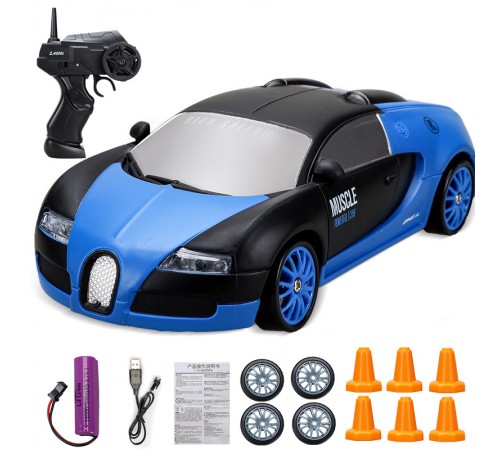 Радиоуправляемая машина для дрифта Bugatti Veyron (19 см, 15 км/ч, сменные колеса, фишки) - SC24A04
