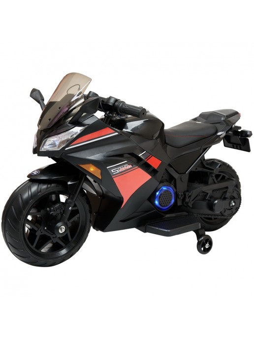 Детский электромотоцикл Kawasaki Ninja (12V, EVA, спидометр, ручка газа) - DLS07-BLACK