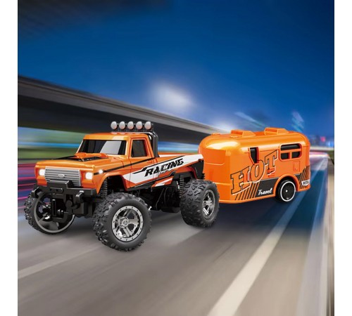 Радиоуправляемый металлический минитрак с прицепом 1:64 - HG4-80-ORANGE Радиоуправляемый металлический минитрак с прицепом 1:64 - HG4-80-ORANGE
