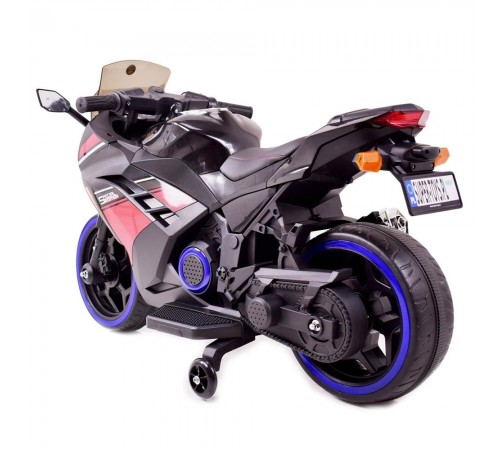 Детский электромотоцикл Kawasaki Ninja (12V, спидометр, ручка газа) - DLS07-BLACK-PLASTIC
