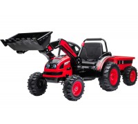 Детский электромобиль трактор с ковшом и прицепом (красный, 2WD, EVA) - HL389-LUX-RED-TRAILER