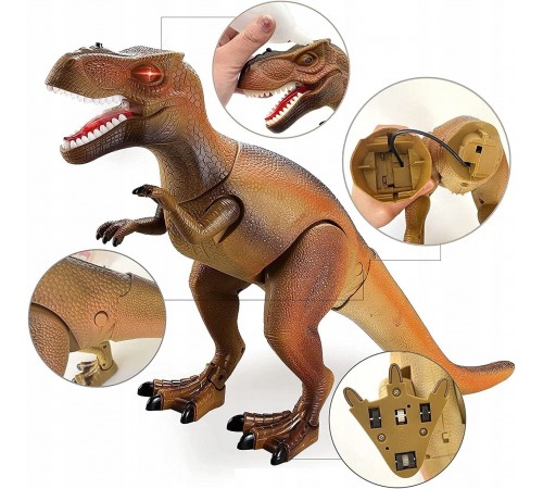 Радиоуправляемый динозавр T-Rex RuiCheng (коричневый, звук, пар, свет) - RUI-8909-BROWN