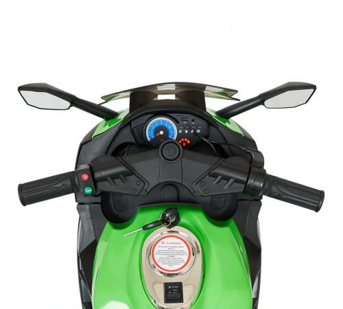 Детский электромотоцикл Kawasaki Ninja (12V, EVA, спидометр, ручка газа) - DLS07-GREEN