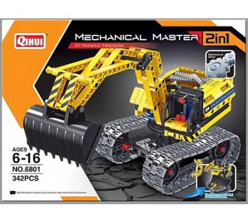 Конструктор 2 в 1 (экскаватор и робот) QiHui Technics 342 детали - QH6801 Конструктор 2 в 1 (экскаватор и робот) QiHui Technics 342 детали - QH6801