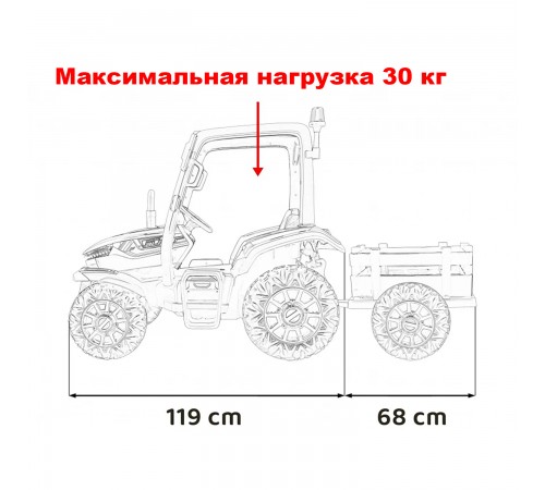 Детский электромобиль трактор с прицепом (зеленый, EVA, пульт, 24V) - BLT-206C-24V-GREEN