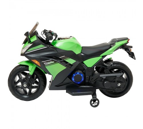 Детский электромотоцикл Kawasaki Ninja (12V, EVA, спидометр, ручка газа) - DLS07-GREEN