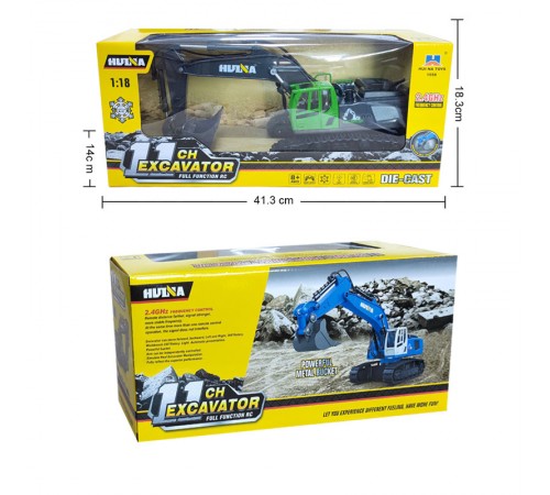 Радиоуправляемый экскаватор HUI NA TOYS масштаб 1:18 2.4G - HN1558-GREEN