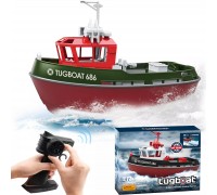 Радиоуправляемый буксир Tugboat зеленый 2.4G 1:72 - HL-3800-G