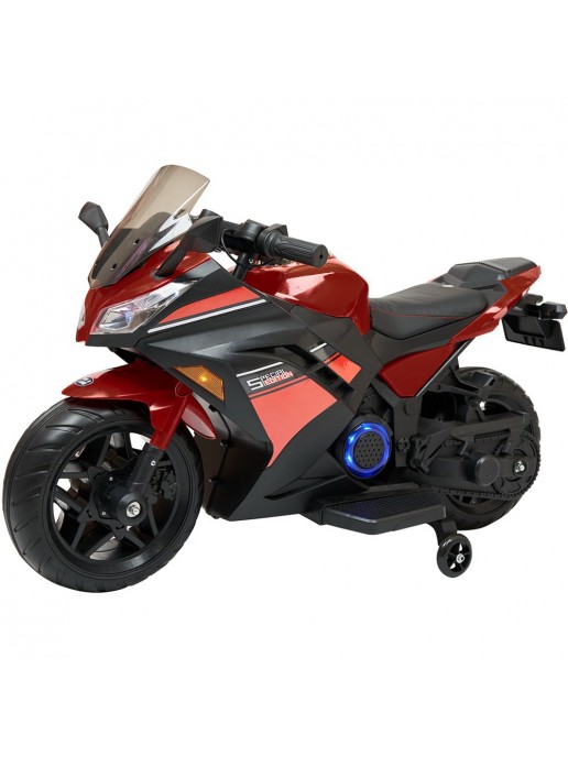 Детский электромотоцикл Kawasaki Ninja (12V, EVA, спидометр, ручка газа) - DLS07-SP-RED