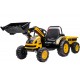 Детский электромобиль трактор с ковшом и прицепом (желтый, 2WD, EVA) - HL389-LUX-YELLOW-TRAILER
