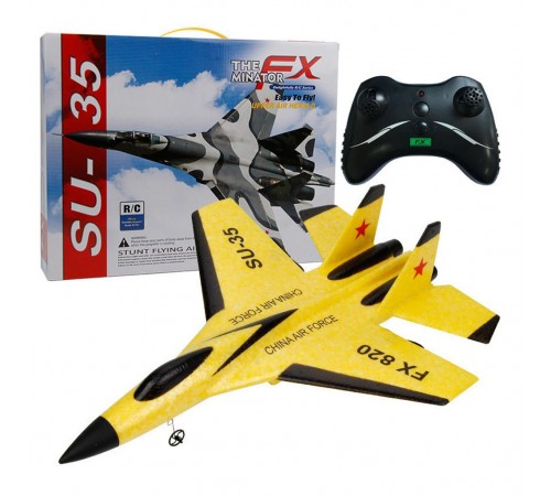 Радиоуправляемый самолет SU-35 для начинающих 2.4G - FX820-YELLOW Радиоуправляемый самолет SU-35 для начинающих 2.4G - FX820-YELLOW
