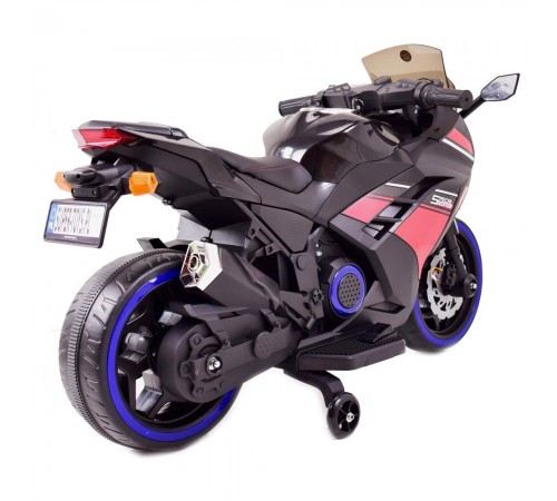 Детский электромотоцикл Kawasaki Ninja (12V, спидометр, ручка газа) - DLS07-BLACK-PLASTIC