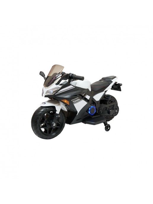 Детский электромотоцикл Kawasaki Ninja (12V, EVA, спидометр, ручка газа) - DLS07-WHITE