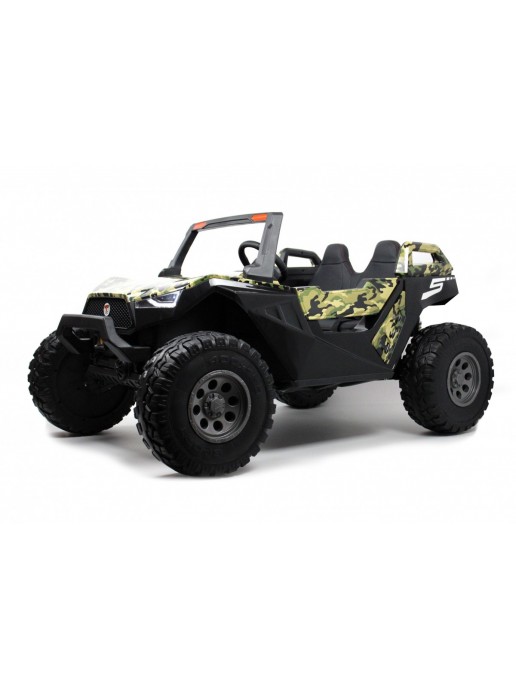 Детский электромобиль BAGGY, двухместный 4WD (нагрузка 100 кг.) - A707AA зеленый камуфляж