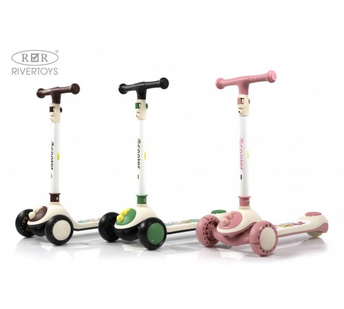 Детский самокат HB-8002 - 6 шт в упаковке (розовый - 2, коричневый - 2, зеленый - 2)
