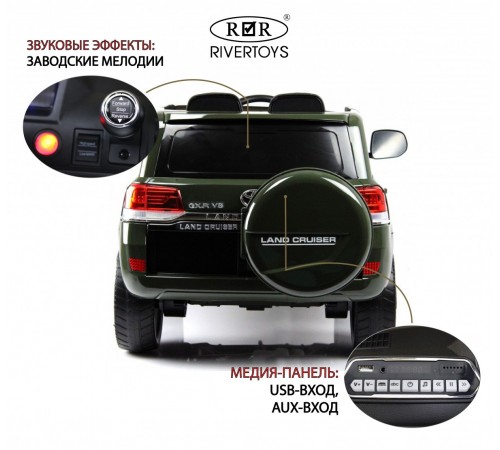 Детский электромобиль Toyota Land Cruiser 200 (JJ2022) зеленый глянец