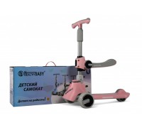 Детский самокат HB-008 с сиденьем, музыкой, цвет розовый
