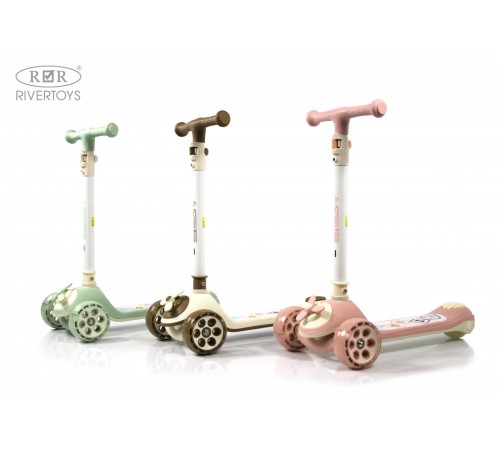 Детский самокат HB-8001 - 6 шт в упаковке (розовый - 2, коричневый - 2, зеленый - 2)