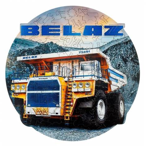 Деревянный пазл, фигурный для детей и взрослых EWA Автомобиль BELAZ 75601  28x28 см