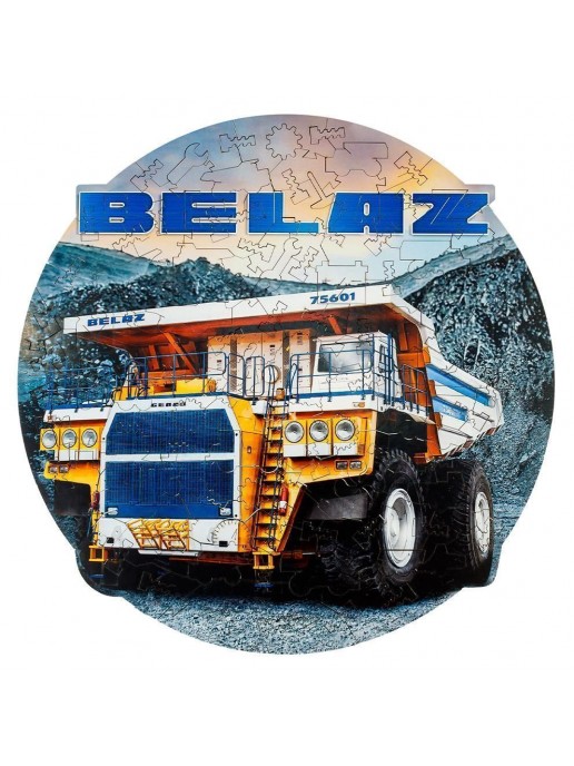 Деревянный пазл, фигурный для детей и взрослых EWA Автомобиль BELAZ 75601  28x28 см