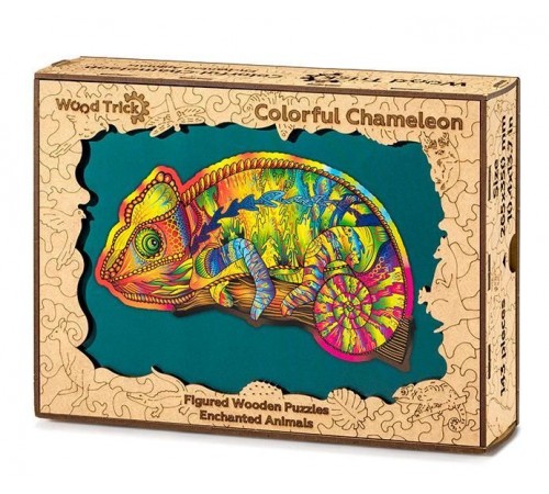 Деревянный пазл Wood Trick Красочный Хамелеон (34x30 см)
