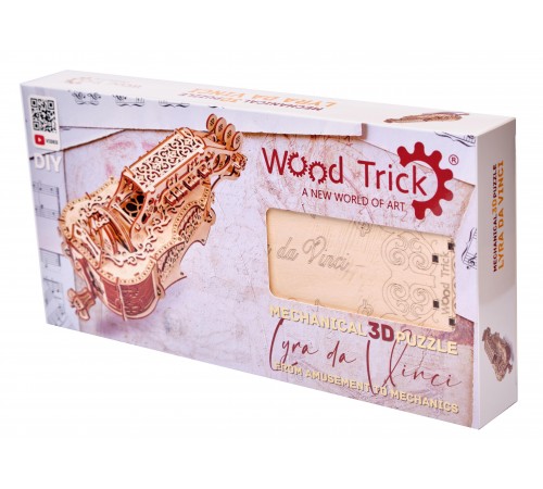 Механическая сборная модель, деревянный конструктор Wood Trick Лира Да Винчи