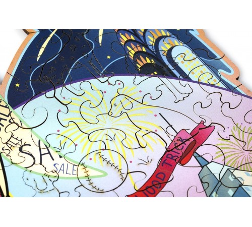 Деревянный пазл Wood Trick Нью-Йоркшир с кристаллами Swarovski ®, в подарочной упаковке, большой размер 45x34 см