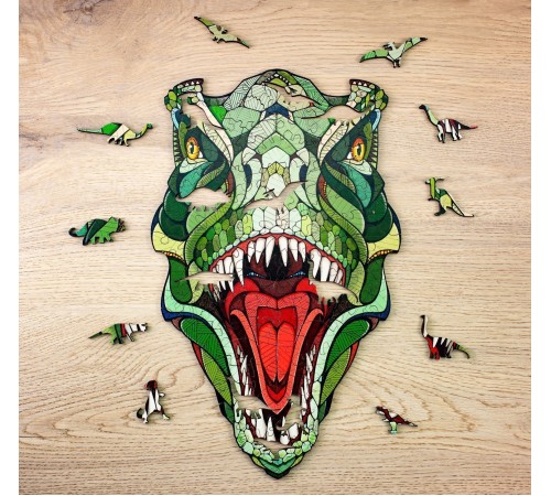 Деревянный пазл EWA Динозавр T-REX, S 28x17 см, головоломка Деревянный пазл EWA Динозавр T-REX, S 28x17 см, головоломка