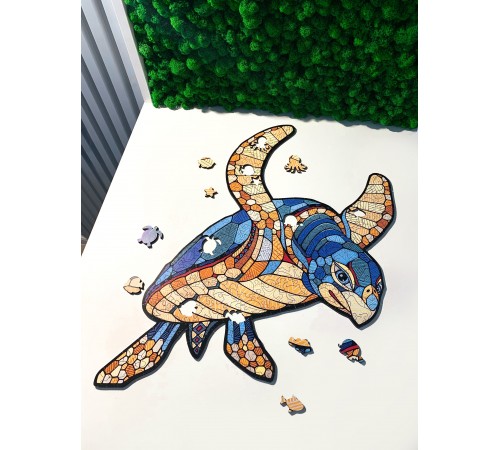 Деревянный, фигурный пазл EWA Морская Черепаха S 28x20 см
