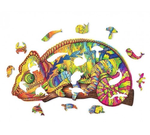 Деревянный пазл Wood Trick Красочный Хамелеон (34x30 см)