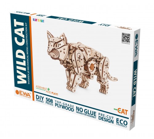 Сборная модель деревянная, конструктор 3D EWA Механический Кот (Кошка)