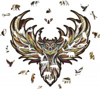 Деревянный, фигурный пазл EWA Мудрая Сова L 40x42 см