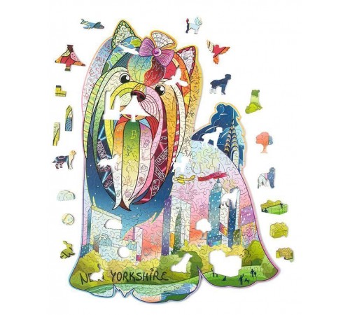 Деревянный пазл Wood Trick Нью-Йоркшир с кристаллами Swarovski ®, в подарочной упаковке, большой размер 45x34 см