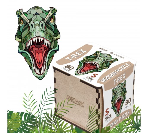 Деревянный пазл EWA Динозавр T-REX, S 28x17 см, головоломка Деревянный пазл EWA Динозавр T-REX, S 28x17 см, головоломка