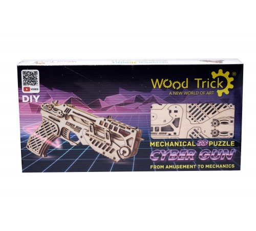 Сборная модель из дерева Wood Trick Кибер Пистолет с мишенями Сборная модель из дерева Wood Trick Кибер Пистолет с мишенями